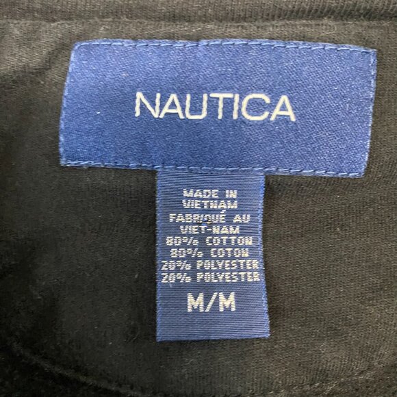 Nautica 1/4 Zip Black Gray Long Sleeve Sweater Shirt Cotton/Polyester - Picture 6 of 10